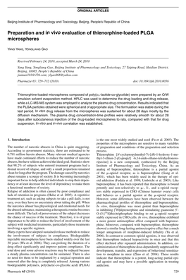 Evaluation of Thienorphine-Loaded PLGA Microspheres