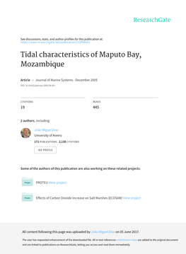Tidal Characteristics of Maputo Bay, Mozambique