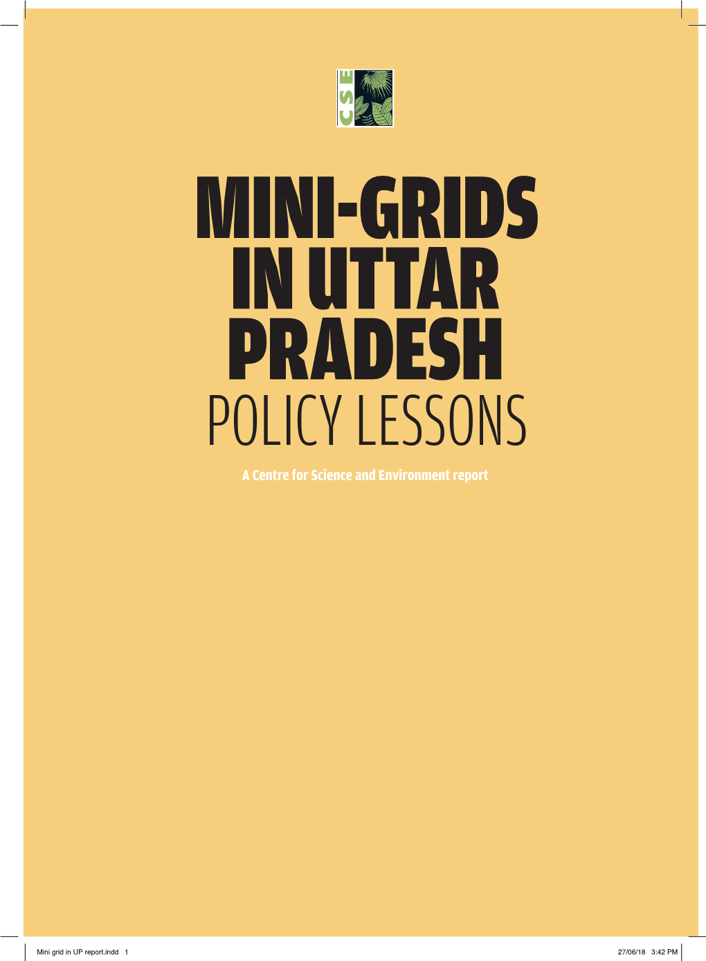 Mini-Grids in Uttar Pradesh: Policy Lessons, Centre for Science and Environment, New Delhi