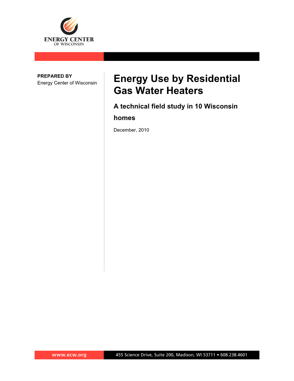 Energy Use by Residential Gas Water Heaters