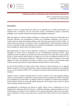 Informe Sobre La Declaració Com Be D'interés Cultural Del Canal De Bellús