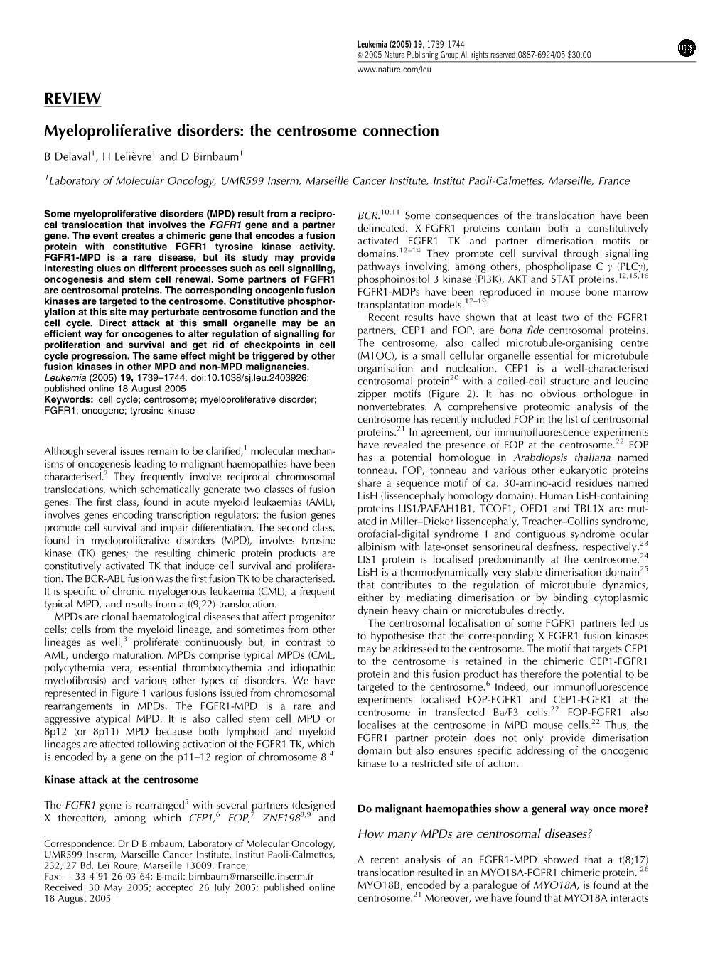 REVIEW Myeloproliferative Disorders