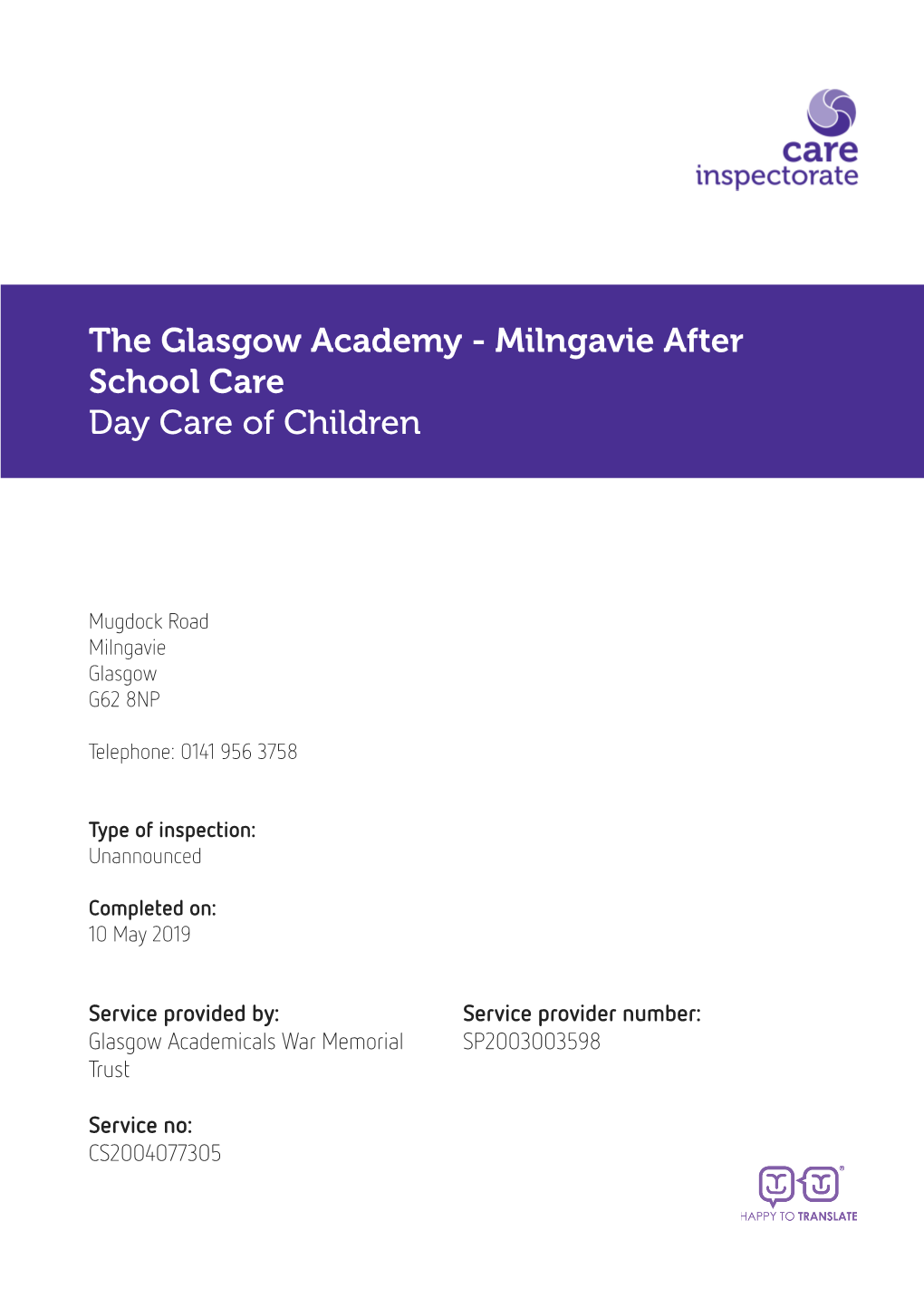 The Glasgow Academy - Milngavie After School Care Day Care of Children