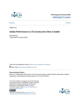 Safety Performance on 20 Construction Sites in Dublin