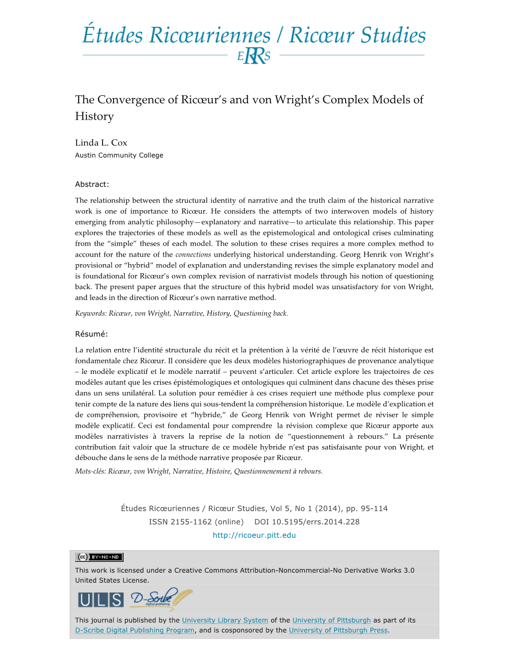 The Convergence of Ricœur's and Von Wright's Complex Models of History