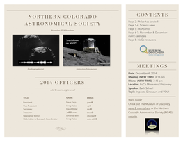 Northern Colorado Astronomical Society Contents