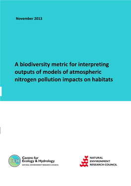 A Biodiversity Metric for Interpreting Outputs of Models of Atmospheric Nitrogen Pollution Impacts on Habitats