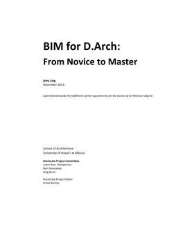 BIM for D.Arch: from Novice to Master