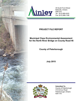 North River Bridge Municipal Class Environmental Assessment