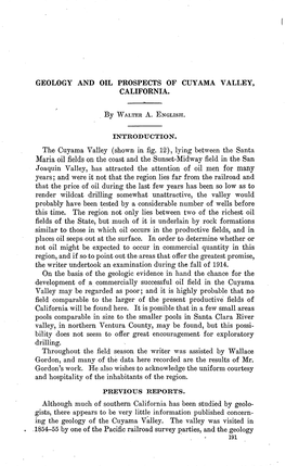 Geology and Oil Prospects of Cuyama Valley, California