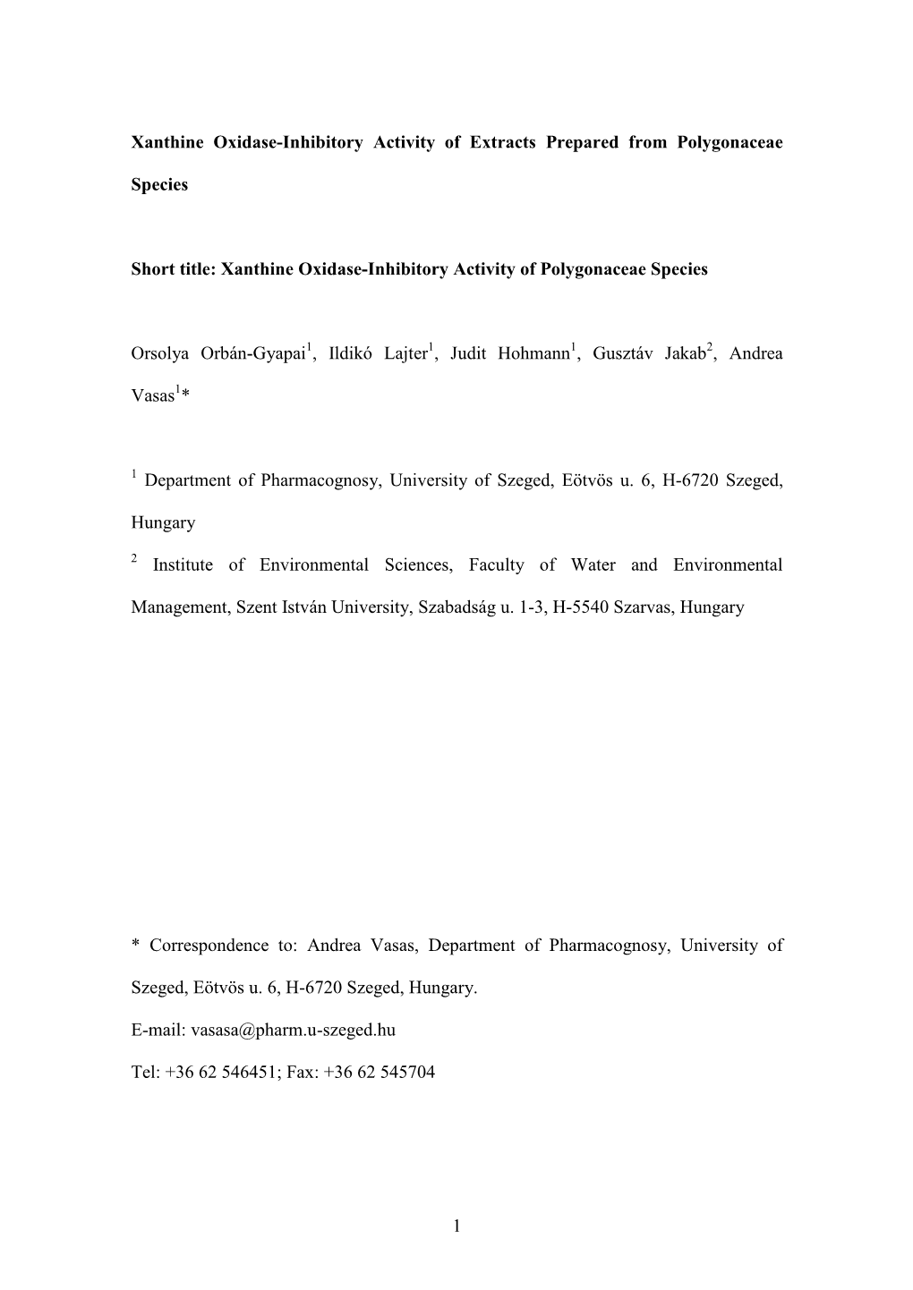 Antiproliferative Activity of Polygonaceae Species in The