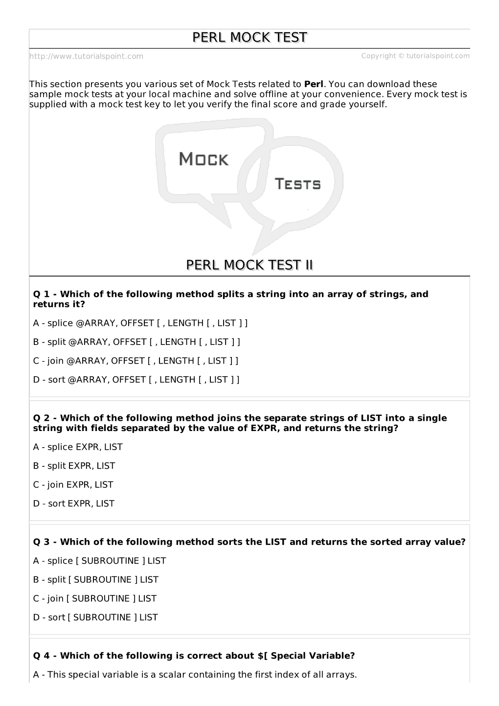 Perl Mock Test