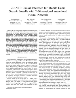 2D-ATT: Causal Inference for Mobile Game Organic Installs with 2-Dimensional Attentional Neural Network