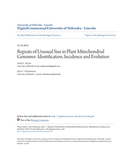 Repeats of Unusual Size in Plant Mitochondrial Genomes: Identification, Incidence and Evolution Emily L