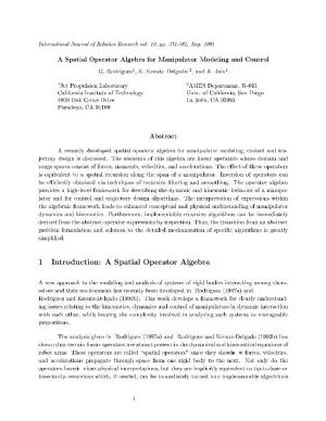 A Spatial Operator Algebra