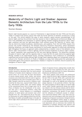 Modernity of Electric Light and Shadow: Japanese Domestic Architecture from the Late 1910S to the Early 1930S