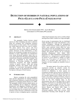 Detection of Hybrids in Natural Populations of Picea Glauca and P 119