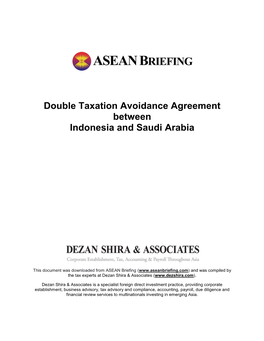 Double Taxation Avoidance Agreement Between Indonesia and Saudi Arabia