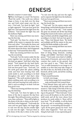 GENESIS World’S Creation in Seven Days 18To Rule Over the Day and Over the Night, When God Began to Createa the Heavens and to Separate the Light from the Darkness