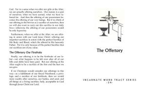 The Offertory Our Firstfruits the Offertory