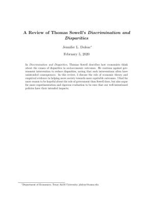 A Review of Thomas Sowell's Discrimination and Disparities