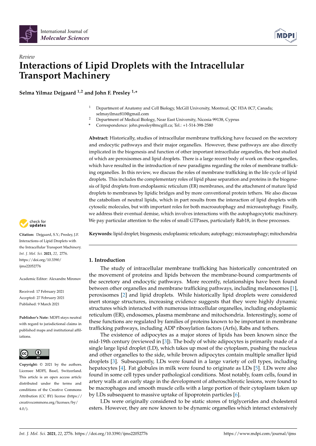 Interactions of Lipid Droplets with the Intracellular Transport Machinery