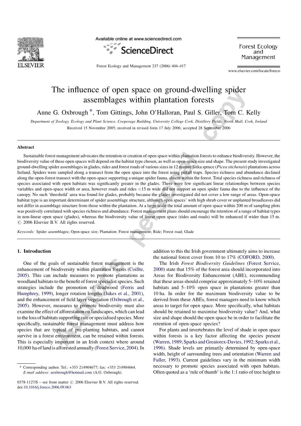 Oxbrough Et Al., 2006B