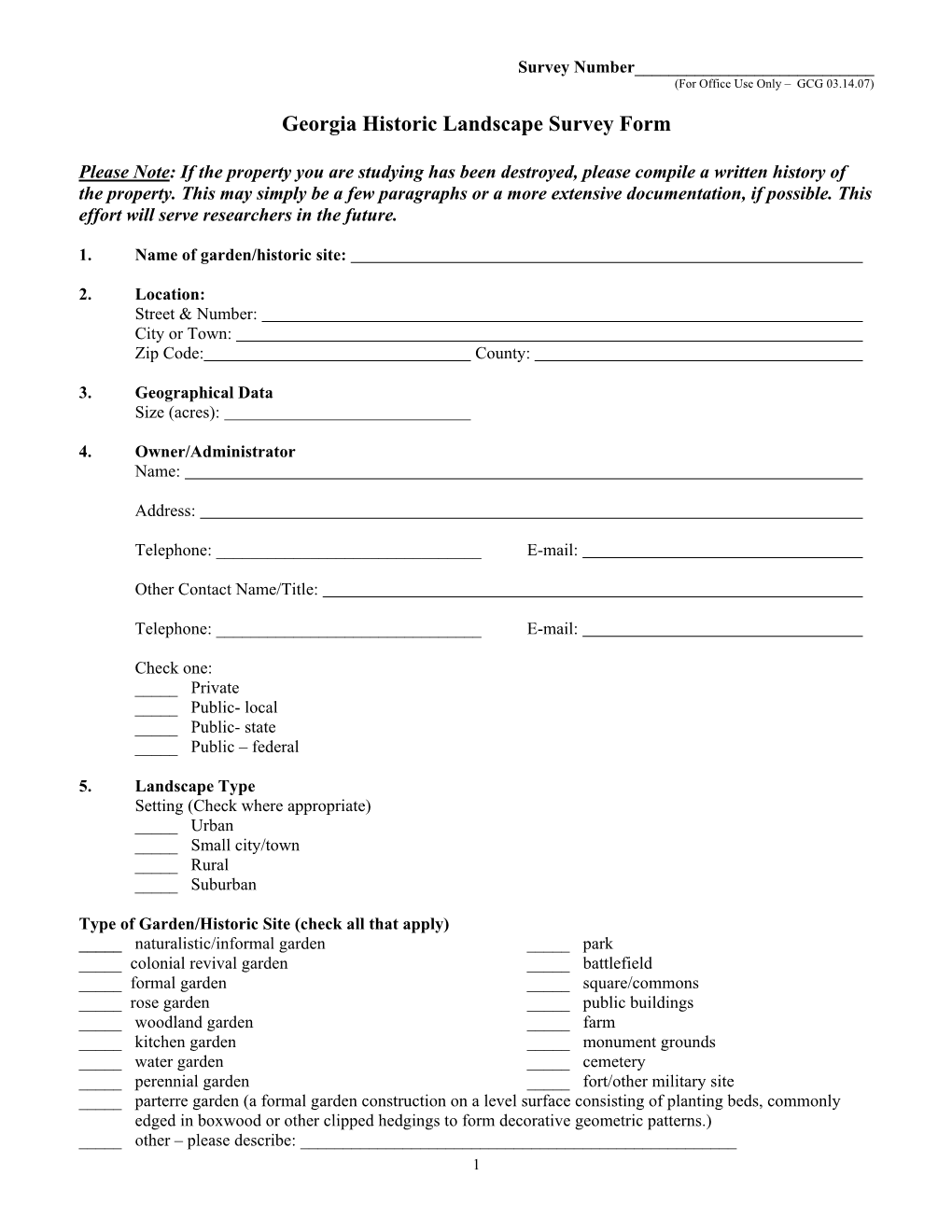 GHLI Survey Form