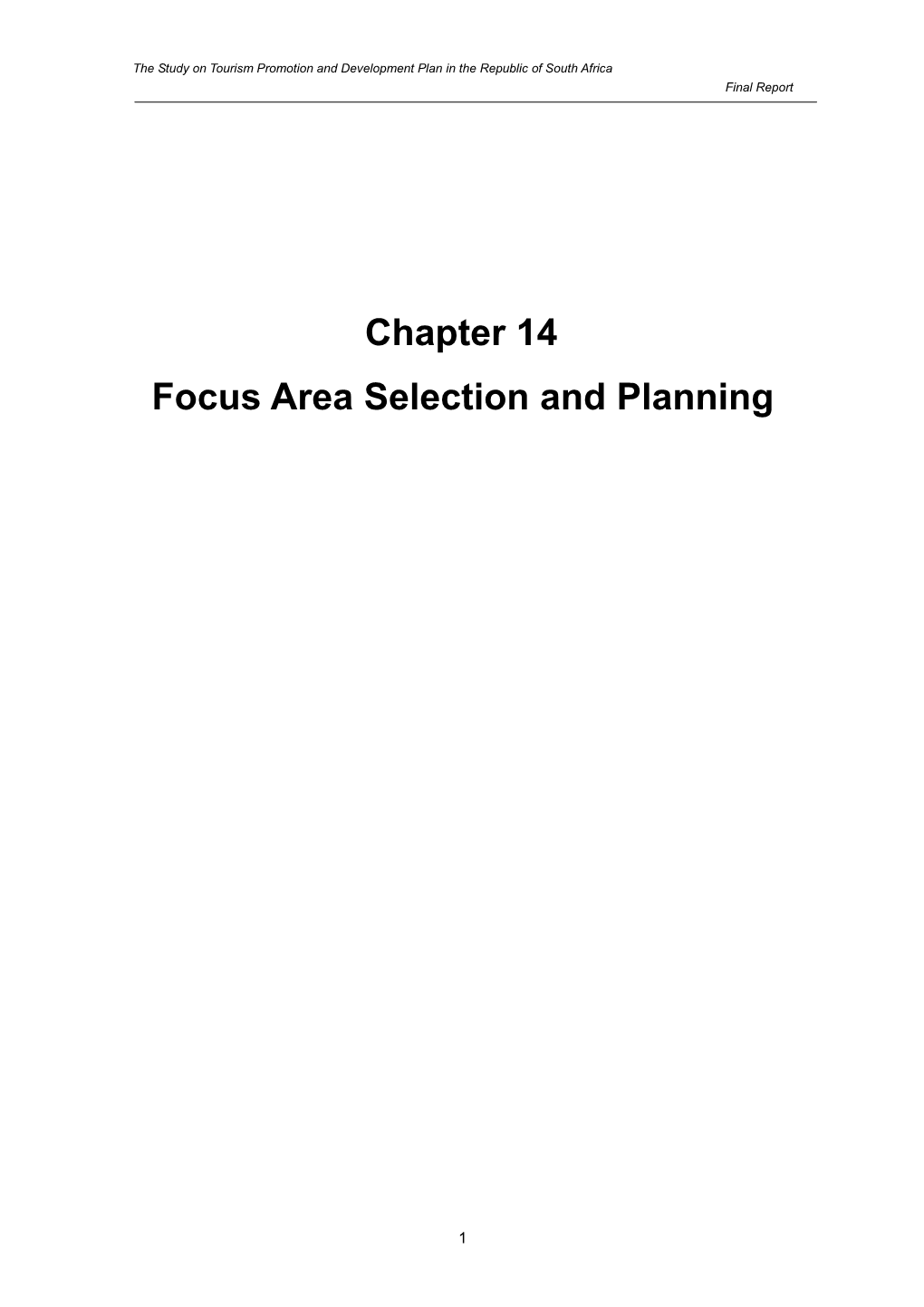 Focus Area Selection and Planning