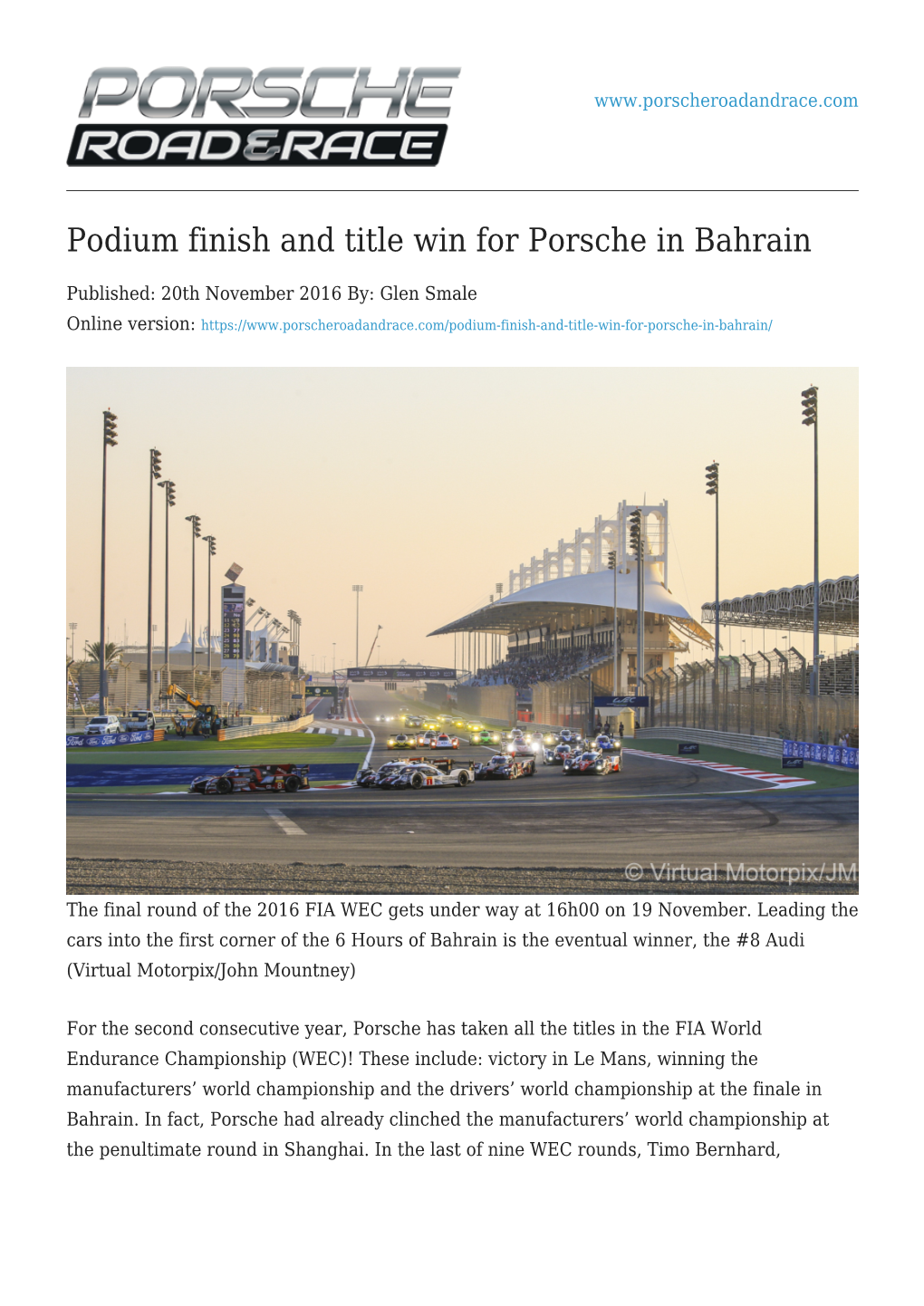 Podium Finish and Title Win for Porsche in Bahrain