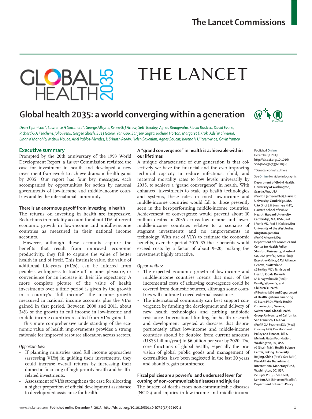 Global Health 2035: a World Converging Within a Generation