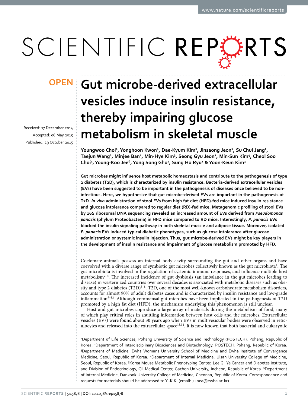 Gut Microbe-Derived Extracellular Vesicles Induce Insulin Resistance