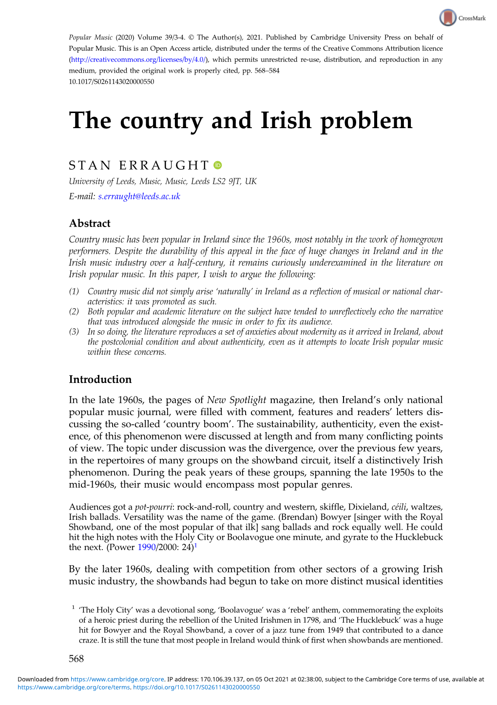 The Country and Irish Problem