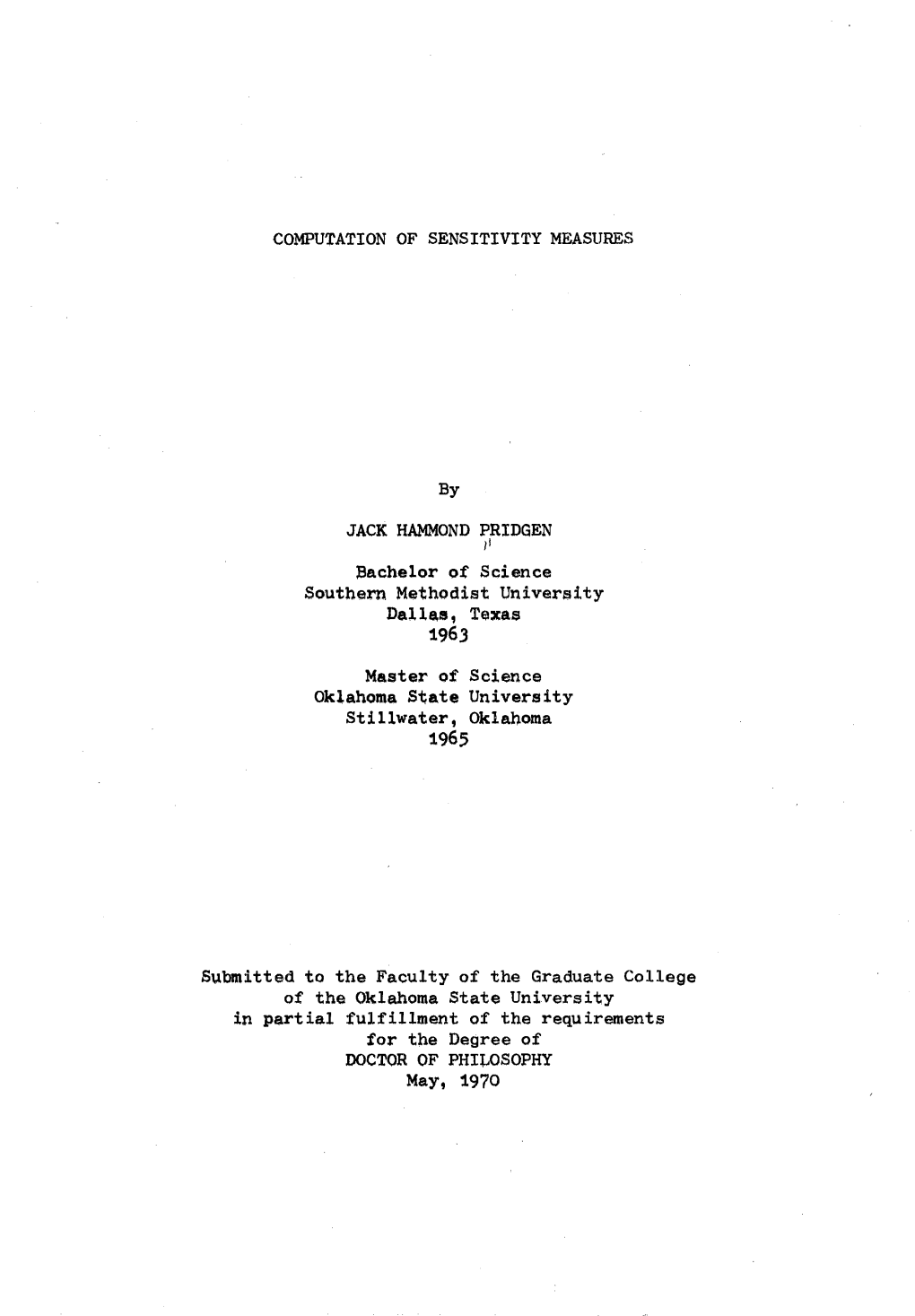 Computation of Sensitivity Measures Jack