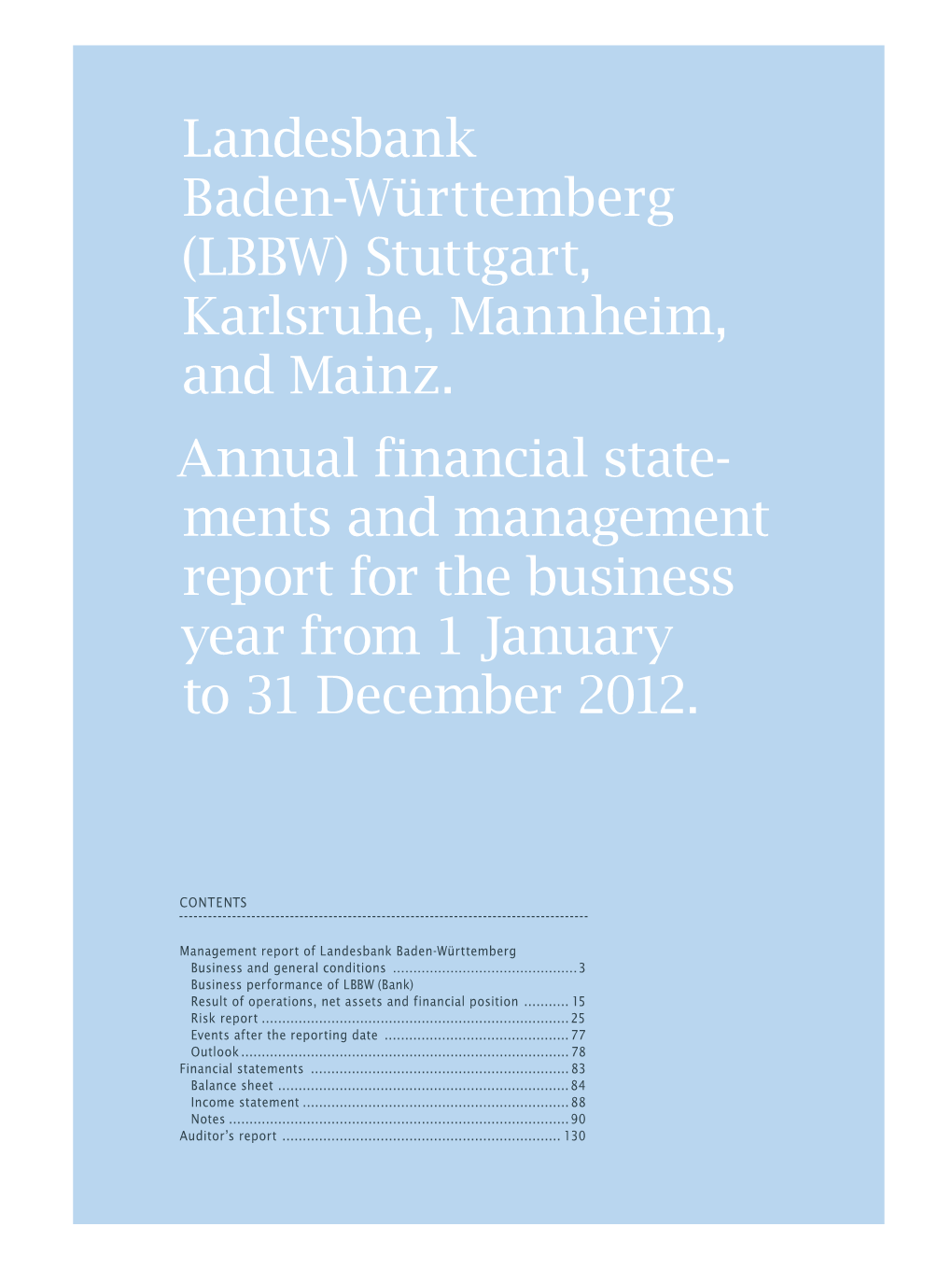 Landesbank Baden-Württemberg (LBBW) Stuttgart, Karlsruhe, Mannheim, and Mainz