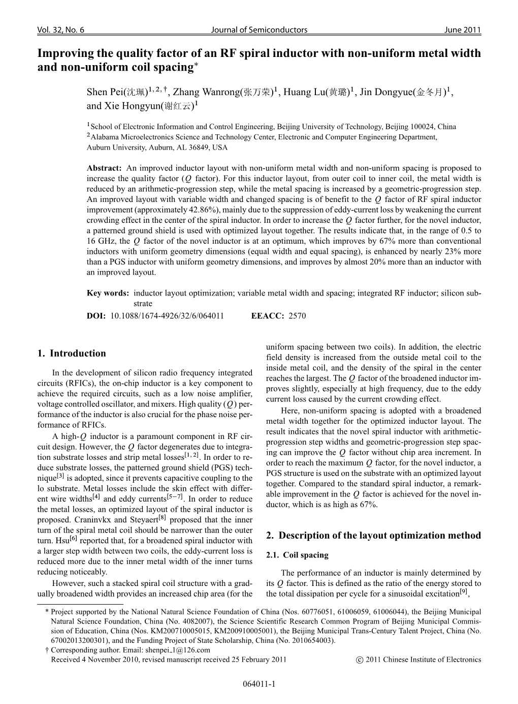 Improving the Quality Factor of an RF Spiral Inductor with Non-Uniform Metal Width and Non-Uniform Coil Spacing