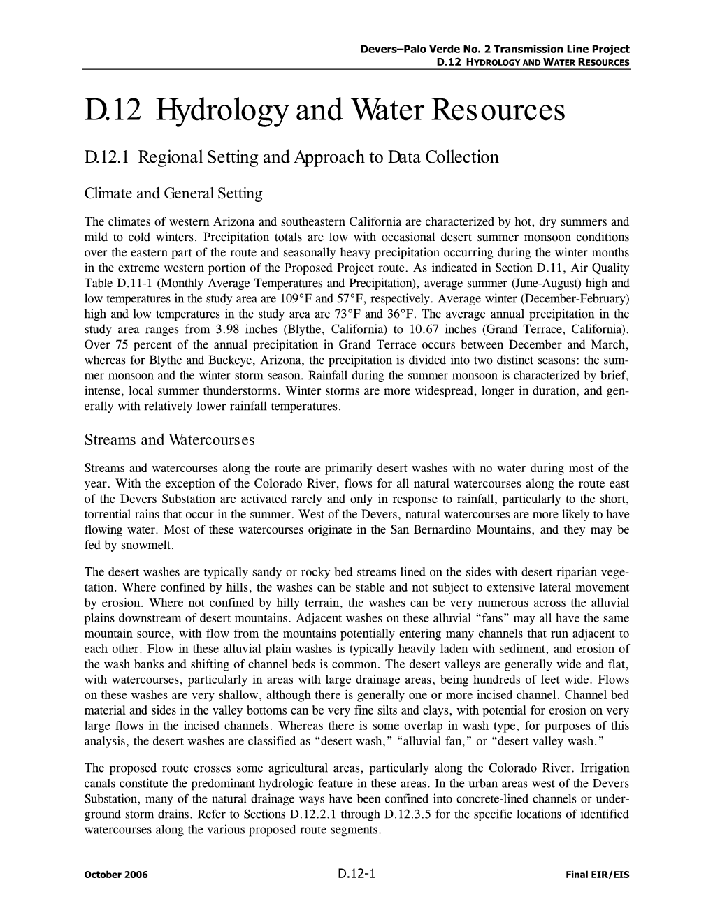 D.12 Hydrology and Water Resources