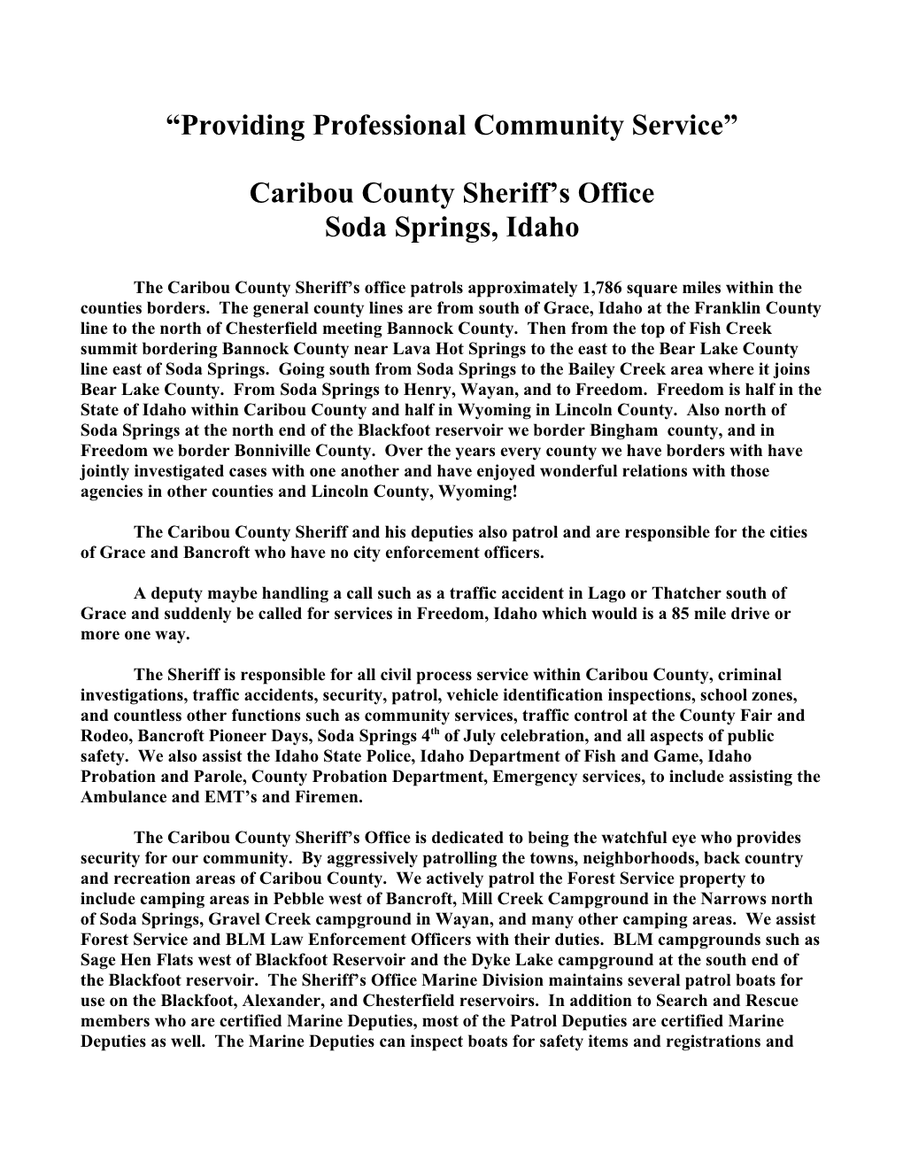 Caribou County Sheriff S Office