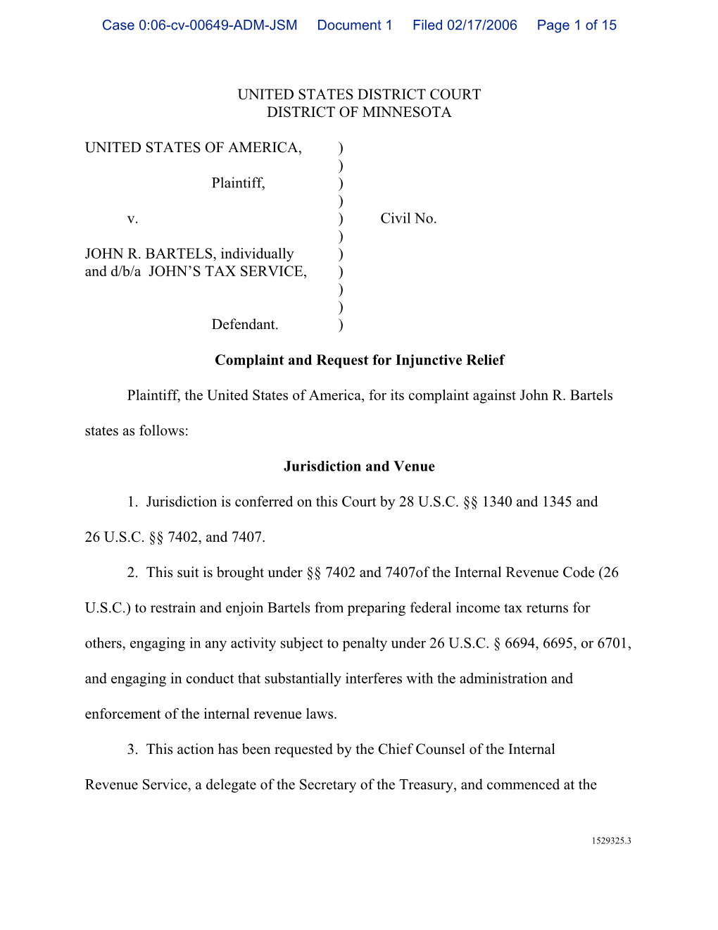 Case 0:06-Cv-00649-ADM-JSM Document 1 Filed 02/17/2006 Page 1 of 15