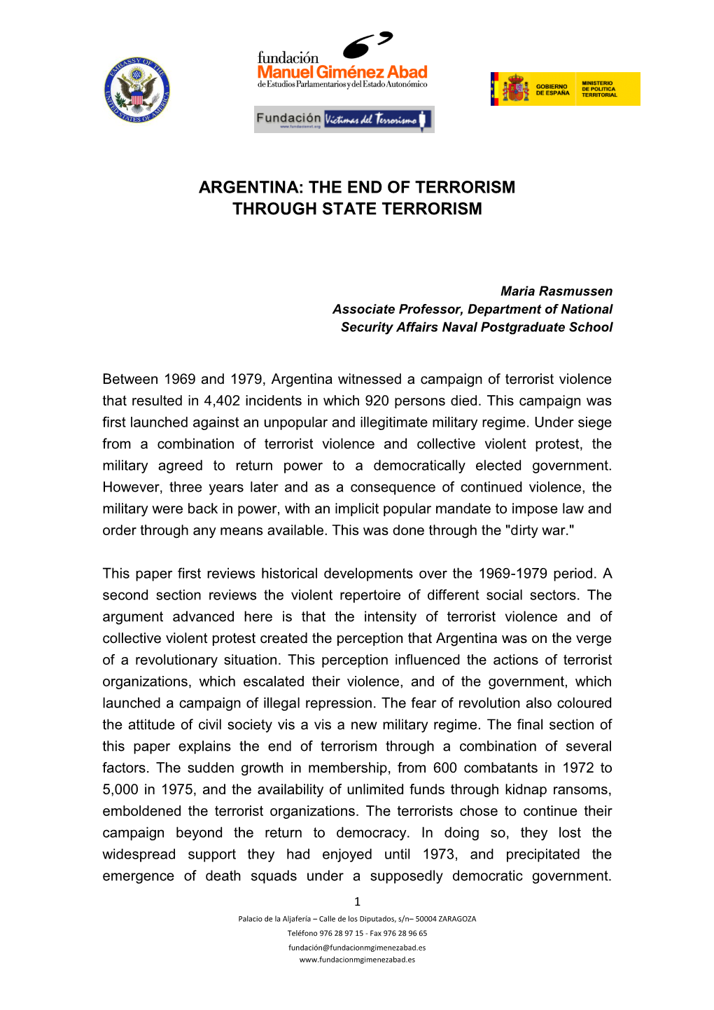 Argentina: the End of Terrorism Through State Terrorism