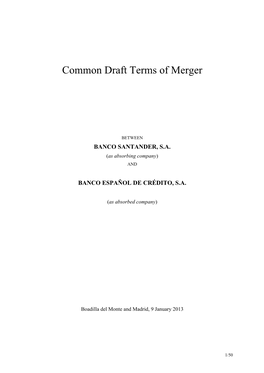 Common Draft Terms of Merger Banco Santander-Banesto