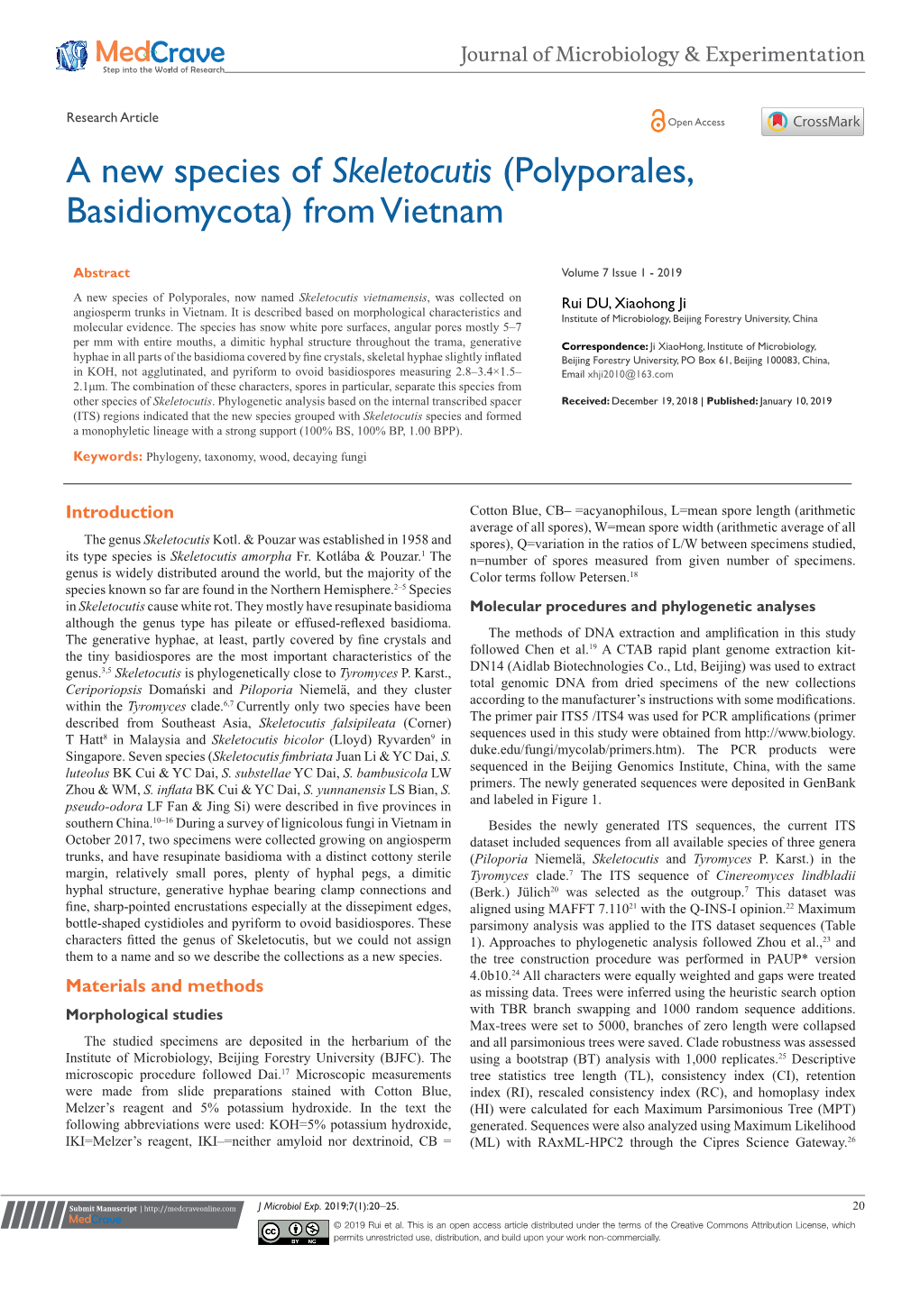 A New Species of Skeletocutis (Polyporales, Basidiomycota) from Vietnam