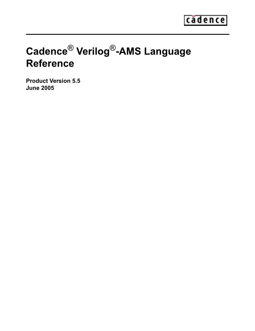 Cadence Verilog -AMS Language Reference