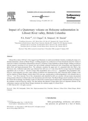 Impact of a Quaternary Volcano on Holocene Sedimentation in Lillooet River Valley, British Columbia