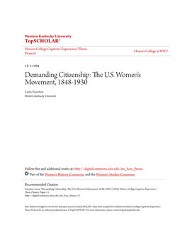Demanding Citizenship: the U.S. Women's Movement, 1848-1930