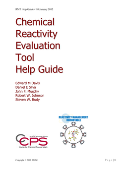 Chemical Reactivity Evaluation Tool Help Guide