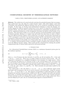Combinatorial Geometry of Threshold-Linear Networks