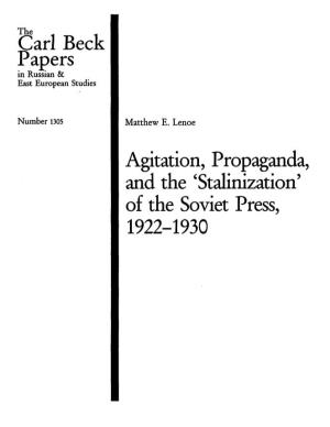 Of the Soviet Press, 1922-1930 Matthew E