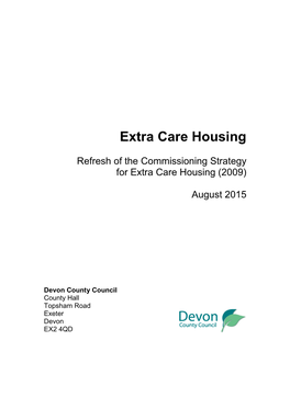 Refresh of the Commissioning Strategy for Extra Care Housing (2009)