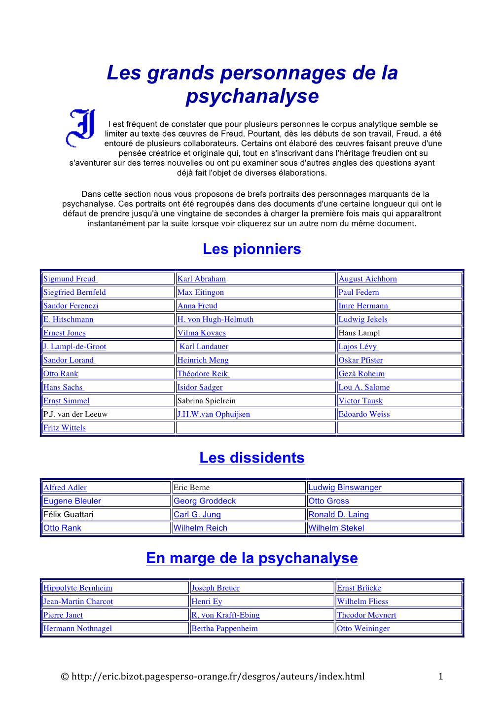 Les Grands Personnages De La Psychanalyse